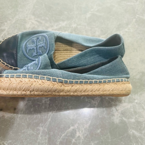 TORY BURCH Benton Slip-On Platform Espadrille Flat 8.5 M Denim/Navy/Chambray - Picture 7 of 8